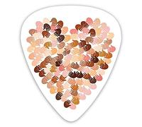 Guitar Picks 12 Pack Universal ABS Guitar Picks,Heart Shape Image Filled With Colorful Hand Prints Open Palms For Unity And Empathyfor Acoustic and Electric Guitar