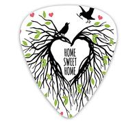 Guitar Picks 12 Pack Universal ABS Guitar Picks,Heart Shaped Bird Nest Sweet Home Quote Hope Family Partners In Naturefor Acoustic and Electric Guitar