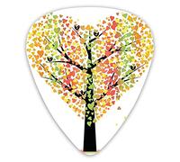 Guitar Picks 12 Pack Universal ABS Guitar Picks,Heart Shaped Valentine Tree With Kissing Love Birds Fairy Floral Leaf Naturefor Acoustic and Electric Guitar
