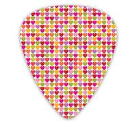 Guitar Picks 12 Pack Universal ABS Guitar Picks,Hearts Pattern Cute Love Themed Colorful Icons Valentines Day Inspirationsfor Acoustic and Electric Guitar