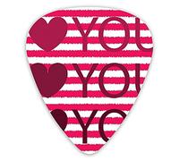 Guitar Picks 12 Pack Universal ABS Guitar Picks,I Heart You Typography On Horizontal Stripes With Scratchy Effectfor Acoustic and Electric Guitar
