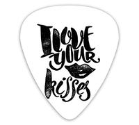 Guitar Picks 12 Pack Universal ABS Guitar Picks,I Love Your Kisses Grungy Looking Valentines Phrase With Woman Lipstick Markfor Acoustic and Electric Guitar