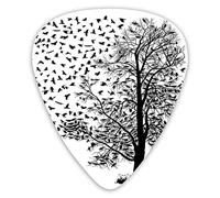 Guitar Picks 12 Pack Universal ABS Guitar Picks,Illustration Of An Old Tree With Flock Of Birds On Branches Flying In The Airfor Acoustic and Electric Guitar