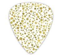 Guitar Picks 12 Pack Universal ABS Guitar Picks,Illustration Of Golden Polka Dots Vintage Style Art Deco Pattern Bridal Decorfor Acoustic and Electric Guitar