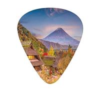 Guitar Picks 12 Pack Universal ABS Guitar Picks,Japanese Landscape with an Old Village Natural Rural Landscape Bushes and Highlands,for Acoustic and Electric Guitar