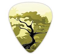 Guitar Picks 12 Pack Universal ABS Guitar Picks,Japanese Tree In Jungle Abstract Nature In Summer Seasonfor Acoustic and Electric Guitar