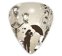 Guitar Picks 12 Pack Universal ABS Guitar Picks,Kissing Couples On Street WithViolin Music Love Valentines Themefor Acoustic and Electric Guitar