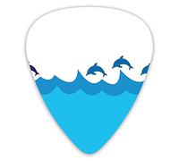 Guitar Picks 12 Pack Universal ABS Guitar Picks,Lead And Three Dolphins Shadow On Waves Oceanlife Marine Theme Imagefor Acoustic and Electric Guitar