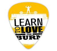 Guitar Picks 12 Pack Universal ABS Guitar Picks,Learn To Love The Burn Text On Grungy Backdrop Fit Athlete With Barbellfor Acoustic and Electric Guitar