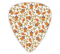 Guitar Picks 12 Pack Universal ABS Guitar Picks,Leaves Birds And Birdhouses With Heart Figures Family Love Themefor Acoustic and Electric Guitar