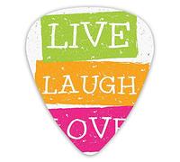 Guitar Picks 12 Pack Universal ABS Guitar Picks,Live Laugh And Love Words On Lively Colored Frames With Grunge Effectfor Acoustic and Electric Guitar