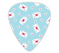 Guitar Picks 12 Pack Universal ABS Guitar Picks,Love Letters With Heart Seal And Tiny Pretty Flowers Printfor Acoustic and Electric Guitar