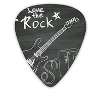Guitar Picks 12 Pack Universal ABS Guitar Picks,Love The Rock Music Themed Sketch Art Sound Box And Text On Chalkboardfor Acoustic and Electric Guitar