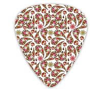 Guitar Picks 12 Pack Universal ABS Guitar Picks,Love Theme Cute Little Hearts Traditional Persian Motifs Abstract Teardrop Shapefor Acoustic and Electric Guitar