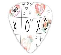 Guitar Picks 12 Pack Universal ABS Guitar Picks,Love You Hugs Kisses Watercolor Splashes Heart Icon Valentines Artworkfor Acoustic and Electric Guitar