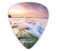 Guitar Picks 12 Pack Universal ABS Guitar Picks,Malaysia Landmark Nature Wonders Photo Of Fountains Stream Mossy Rocks With Ombre Skyfor Acoustic and Electric Guitar