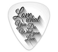 Guitar Picks 12 Pack Universal ABS Guitar Picks,Manuscript Lettering Love What You Do What You Love And Shadow Effectfor Acoustic and Electric Guitar