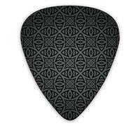 Guitar Picks 12 Pack Universal ABS Guitar Picks,Medieval Folkloric Ornament Celtic Abstract Floral Circlesfor Acoustic and Electric Guitar