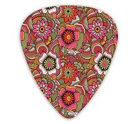 Guitar Picks 12 Pack Universal ABS Guitar Picks,Mehndi Style Botanical Flourishing Nature Pattern Motley Asian Art Spring Themefor Acoustic and Electric Guitar