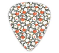 Guitar Picks 12 Pack Universal ABS Guitar Picks,Modern Composition With Ring Shapes Circles And Hearts Tender Lovefor Acoustic and Electric Guitar