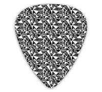 Guitar Picks 12 Pack Universal ABS Guitar Picks,Modern Monochrome Fractal Geometry Theme With Triangle Tiles Repeat In Rhythmfor Acoustic and Electric Guitar