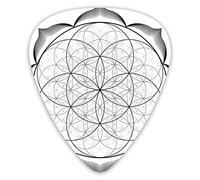 Guitar Picks 12 Pack Universal ABS Guitar Picks,Monochrome Line Art Illustration Flower Of Life Shapes Abstract Mandala Designfor Acoustic and Electric Guitar