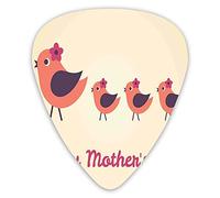 Guitar Picks 12 Pack Universal ABS Guitar Picks,Mother Bird And Her Children With Little Flowers Walking In Linefor Acoustic and Electric Guitar