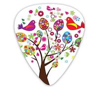 Guitar Picks 12 Pack Universal ABS Guitar Picks,Ornate Easter Tree With Floral Eggs Love Birds Butterflies Joy Modern Artprint Homefor Acoustic and Electric Guitar