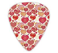 Guitar Picks 12 Pack Universal ABS Guitar Picks,Ornate Hearts With Butterflies Abstract Love Theme With Wedding Inspirationsfor Acoustic and Electric Guitar