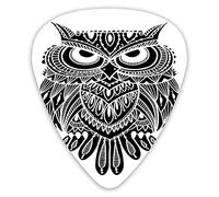 Guitar Picks 12 Pack Universal ABS Guitar Picks,Owl Lover Themed Monochromatic Abstract Design Pretty Ornamental Bird Imagefor Acoustic and Electric Guitar