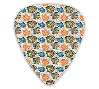 Guitar Picks 12 Pack Universal ABS Guitar Picks,Paisley Inspired Mandala Built-In Method Stencil Rose Figures And Vortex Linesfor Acoustic and Electric Guitar