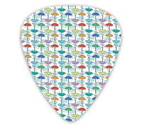 Guitar Picks 12 Pack Universal ABS Guitar Picks,Parasol Pattern In The Rain Cartoon Style Colorful Motifs In Cloud Cumulus Designfor Acoustic and Electric Guitar