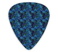 Guitar Picks 12 Pack Universal ABS Guitar Picks,Pattern Of The Leafs Grungy Botanical Stamp Green Spirals Motif Designfor Acoustic and Electric Guitar