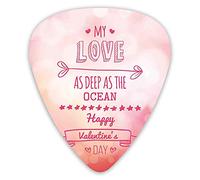 Guitar Picks 12 Pack Universal ABS Guitar Picks,Pink Color My Love Deep As The Ocean Romantic For Her With Star Hearts Arrowfor Acoustic and Electric Guitar