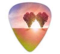 Guitar Picks 12 Pack Universal ABS Guitar Picks,Power Of Love Themed Hearts Shape Trees Spreading Warmness Around Grassland Skyfor Acoustic and Electric Guitar