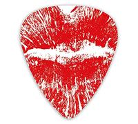 Guitar Picks 12 Pack Universal ABS Guitar Picks,Red Lipstick Mark In The Shape Of A Heart Expression Passion Romance Sensuality Themefor Acoustic and Electric Guitar