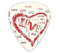 Guitar Picks 12 Pack Universal ABS Guitar Picks,Retro Heart Pattern With Love Calligraphy Passionate Emotions Romantic Patternfor Acoustic and Electric Guitar