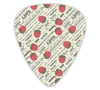 Guitar Picks 12 Pack Universal ABS Guitar Picks,Retro Valentine Theme With Strawberry Love Happiness Merry Lucky Imagefor Acoustic and Electric Guitar