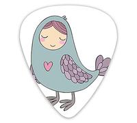 Guitar Picks 12 Pack Universal ABS Guitar Picks,Russian Folklore And Mythology Childish Sirin Bird Character With Pink Heart Cartoonfor Acoustic and Electric Guitar