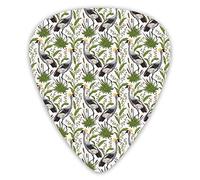 Guitar Picks 12 Pack Universal ABS Guitar Picks,Sacred Crane Birds In Nature With Wild Exotic Plants Asian Blossom Branchfor Acoustic and Electric Guitar