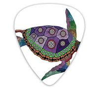 Guitar Picks 12 Pack Universal ABS Guitar Picks,Sea Turtle With Colorful Ornamental Tattoos On Animal Theme Art Workfor Acoustic and Electric Guitar