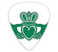 Guitar Picks 12 Pack Universal ABS Guitar Picks,Silhouette Style Hands Holding A Heart With Crown Celtic Folklore Compositionfor Acoustic and Electric Guitar