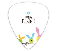Guitar Picks 12 Pack Universal ABS Guitar Picks,Simplistic Cartoon Eggs With Bunny Ears Standing On A Rope Pastel Colored Designfor Acoustic and Electric Guitar