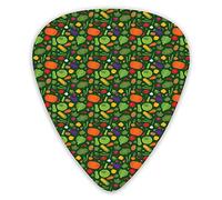 Guitar Picks 12 Pack Universal ABS Guitar Picks,Simplistic Drawn OrganicFood Pattern Carrot Pepper Potato Cornfor Acoustic and Electric Guitar