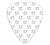 Guitar Picks 12 Pack Universal ABS Guitar Picks,Sketching Of A Blushing Cat Face Features Cartoon Style Hand Drawn Cat Whiskersfor Acoustic and Electric Guitar