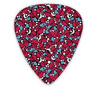 Guitar Picks 12 Pack Universal ABS Guitar Picks,Smiling Red Skulls With Hearts Moons And Dots Pattern On Black Backdrop Illustrationfor Acoustic and Electric Guitar