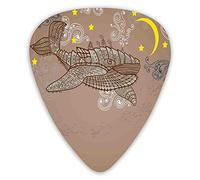 Guitar Picks 12 Pack Universal ABS Guitar Picks,Steampunk Whale Flying On Air With Moons And Stars Artistic Hand Drawingfor Acoustic and Electric Guitar