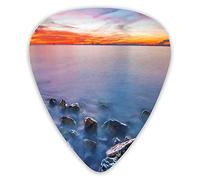Guitar Picks 12 Pack Universal ABS Guitar Picks,Sunrise Horizon Over The Sea Waves Smooth Still Calm Water Imaginary Travel Photofor Acoustic and Electric Guitar