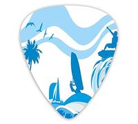 Guitar Picks 12 Pack Universal ABS Guitar Picks,Surfer On Waves Water Sports Recreation Palms Sea Sailboats Summertime Holidayfor Acoustic and Electric Guitar