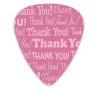 Guitar Picks 12 Pack Universal ABS Guitar Picks,Thankful Message Pink Tones Written In Different Calligraphyfor Acoustic and Electric Guitar